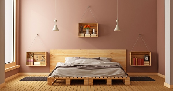 diy simple bed in bedroom