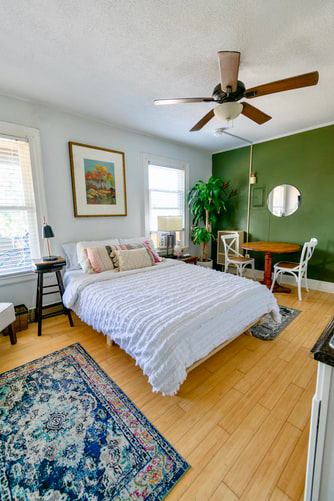 green wall bedroom