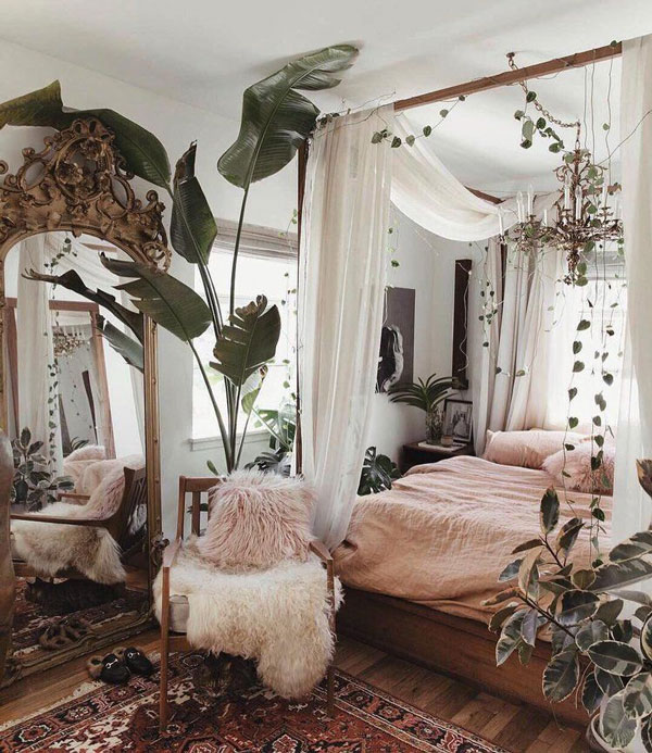 Bed-Canopy-Curtains-with-plants-