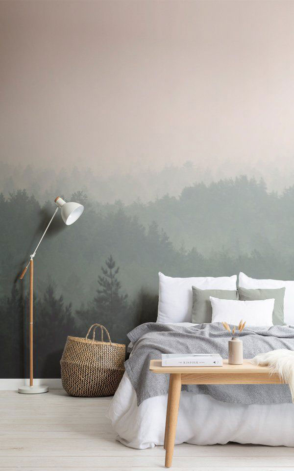Combination-of-paint-and-wallpaper-in-the-bedroom