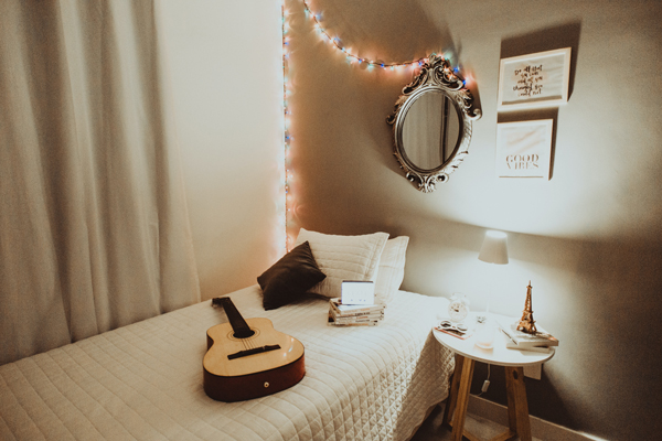 LED wires in the bedroom