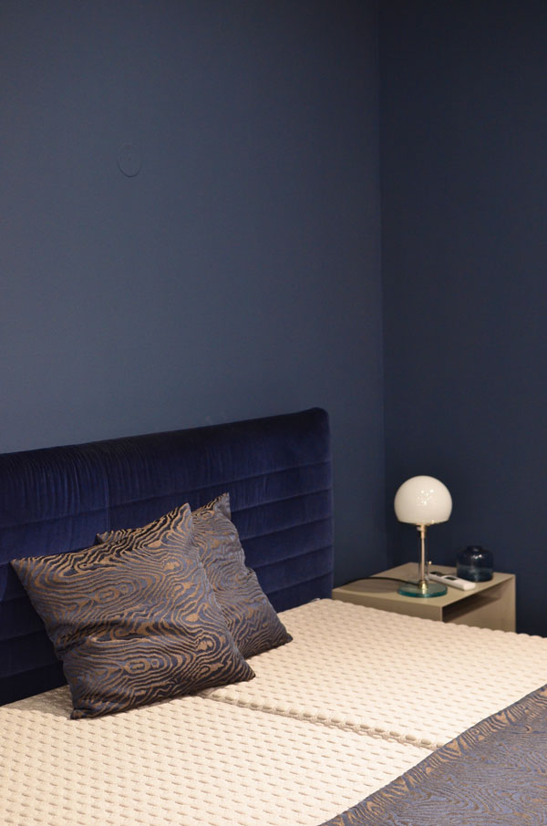 gray and blue bedroom