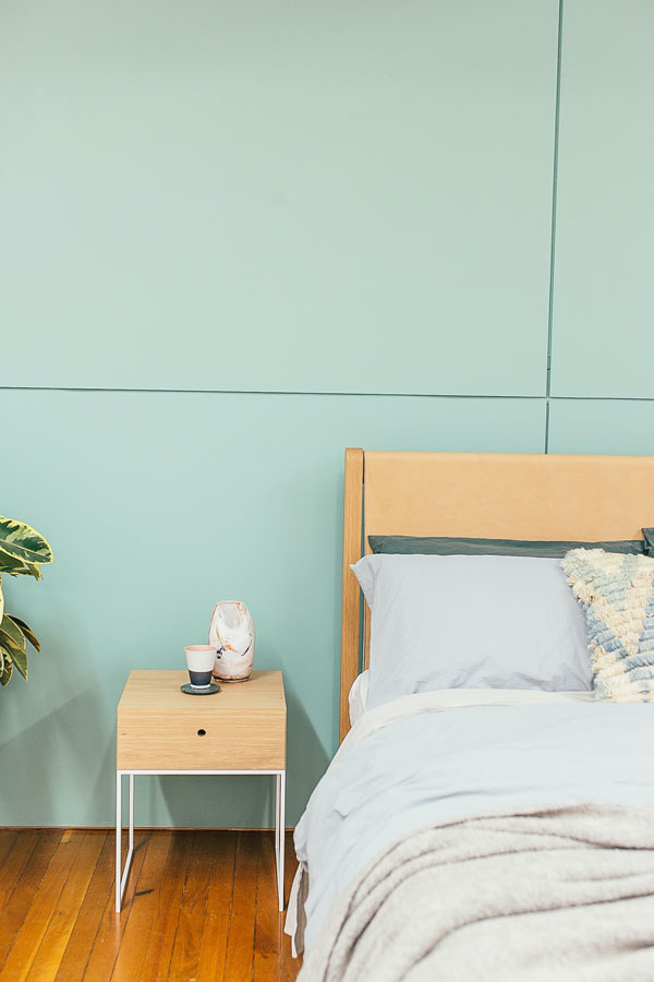 green and brown bedroom