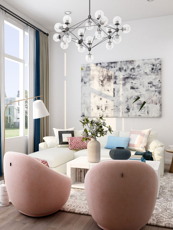 Living-room-chandelier-with-windows