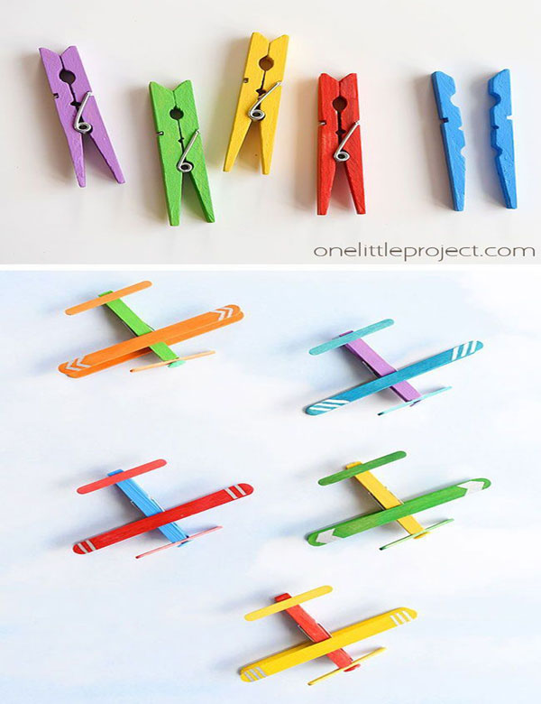 Build-an-airplane-with-a-clothespins-crafts