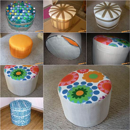 plastic bottles pouf