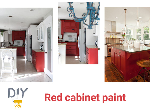 painting kitchen cabinet with red