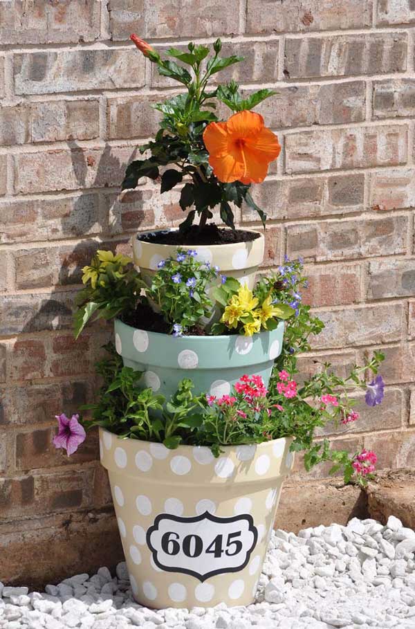 DIY-Polka-Dot-Tiered-Planters-House-Number
